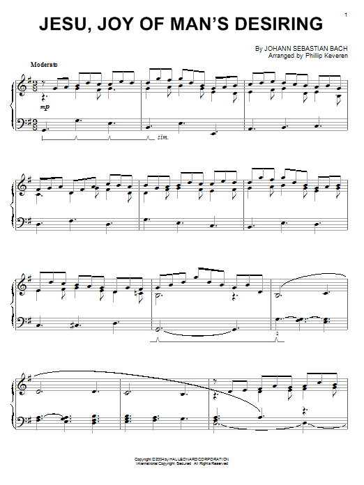 Johann Sebastian Bach Jesu, Joy Of Man's Desiring sheet music notes and chords. Download Printable PDF.