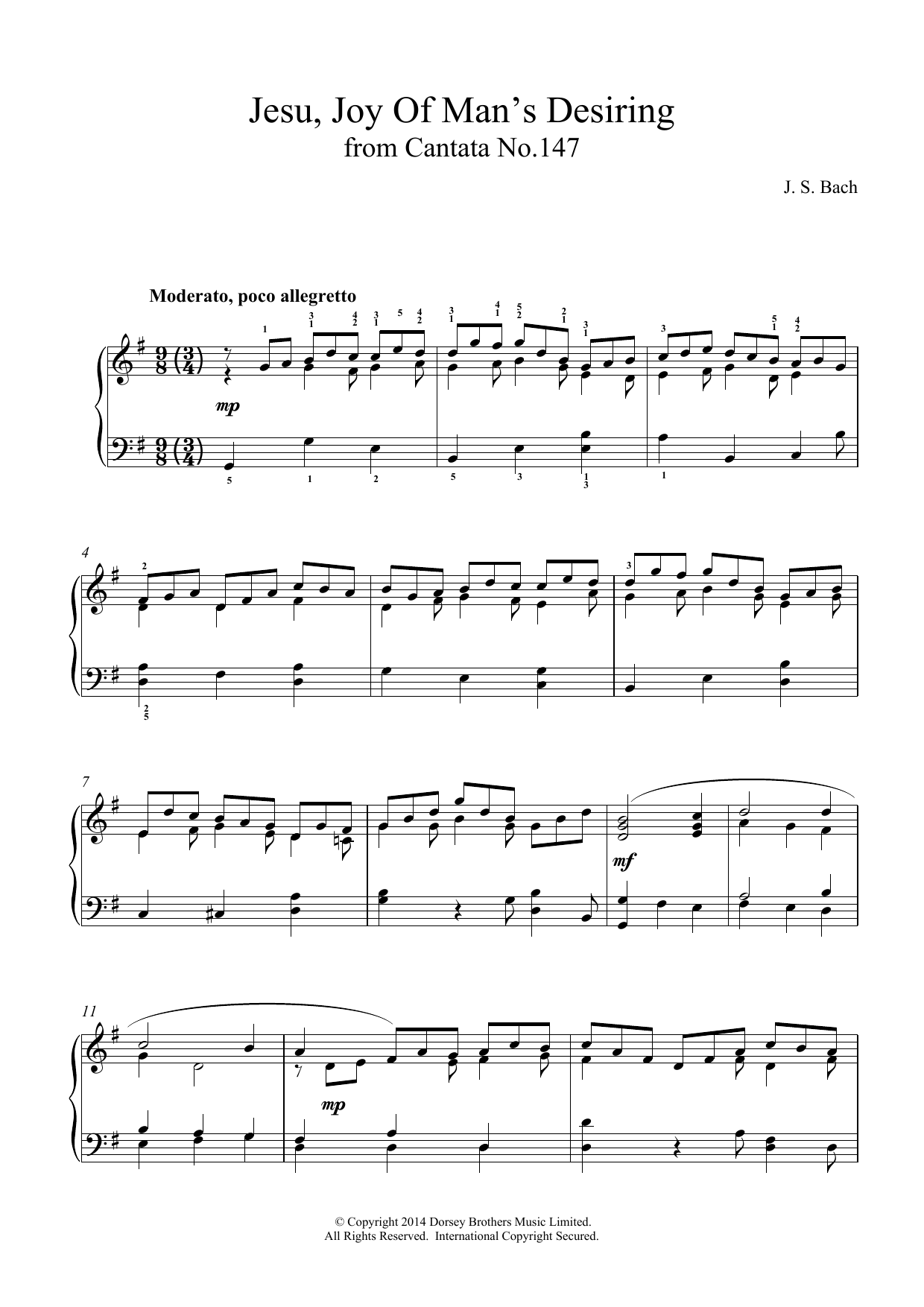 Johann Sebastian Bach Jesu, Joy Of Man's Desiring (from Cantata 147) sheet music notes and chords. Download Printable PDF.