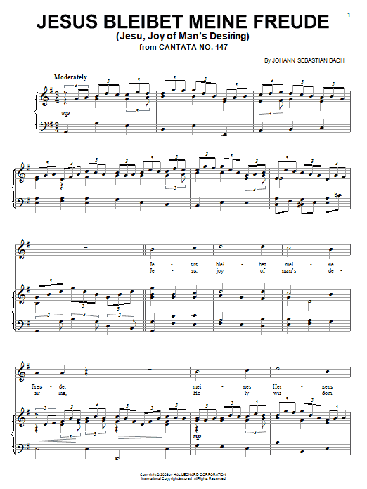 Johann Sebastian Bach Jesu, Joy Of Man's Desiring sheet music notes and chords. Download Printable PDF.