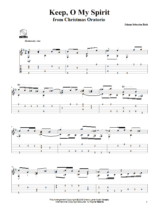 Johann Sebastian Bach Keep, O My Spirit sheet music notes and chords arranged for Solo Guitar