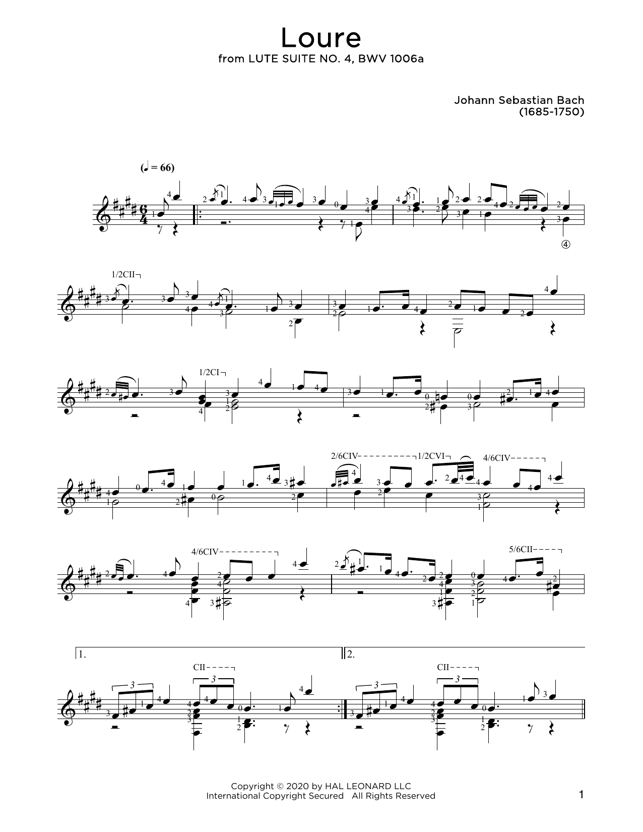 Johann Sebastian Bach Loure sheet music notes and chords. Download Printable PDF.