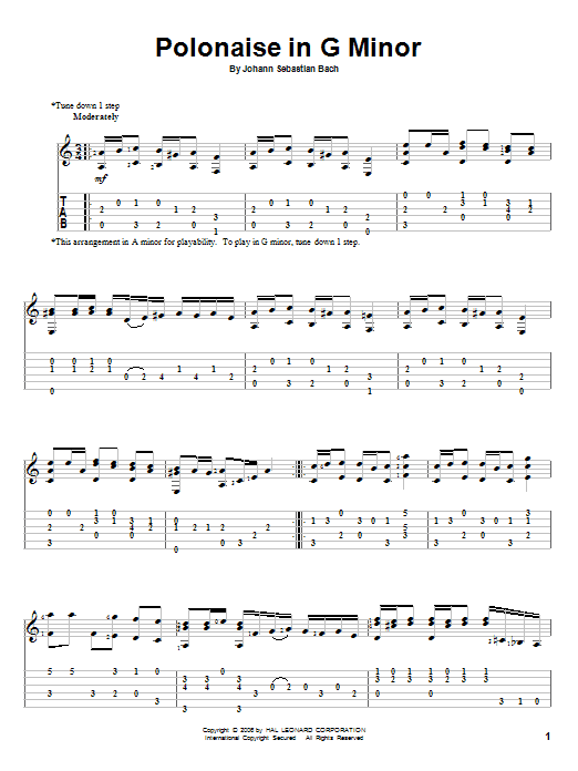 Johann Sebastian Bach Polonaise In G Minor sheet music notes and chords. Download Printable PDF.