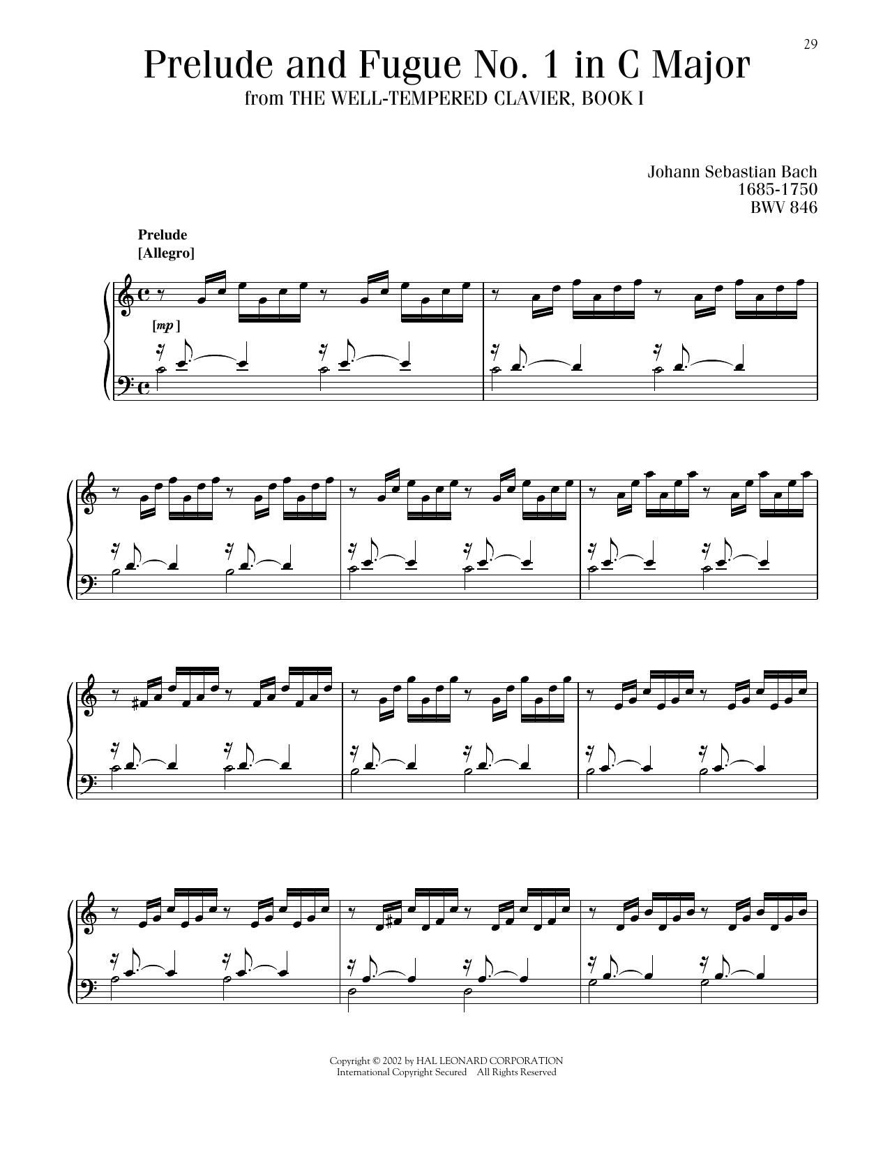 Johann Sebastian Bach Prelude And Fugue In C Major, BWV 553 sheet music notes and chords. Download Printable PDF.