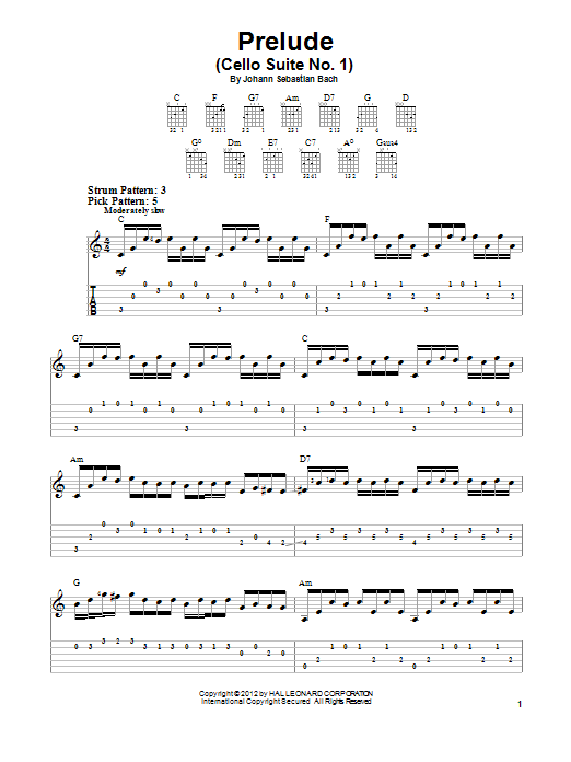 Johann Sebastian Bach Prelude (Cello Suite No. 1) sheet music notes and chords. Download Printable PDF.