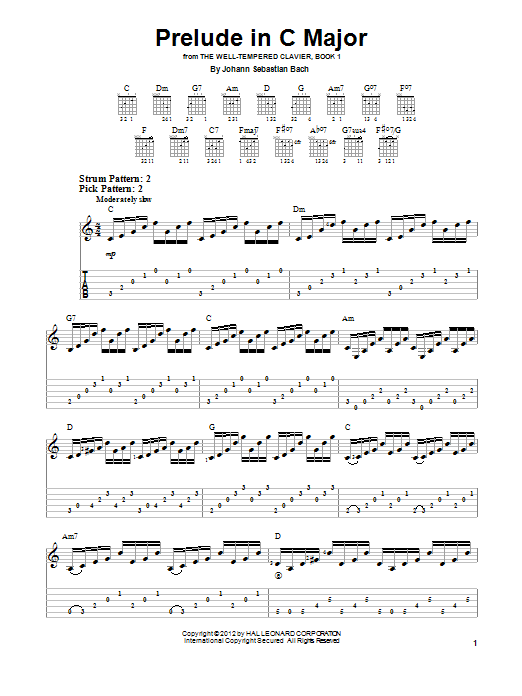 J.S. Bach Prelude In C Major sheet music notes and chords arranged for Piano Duet