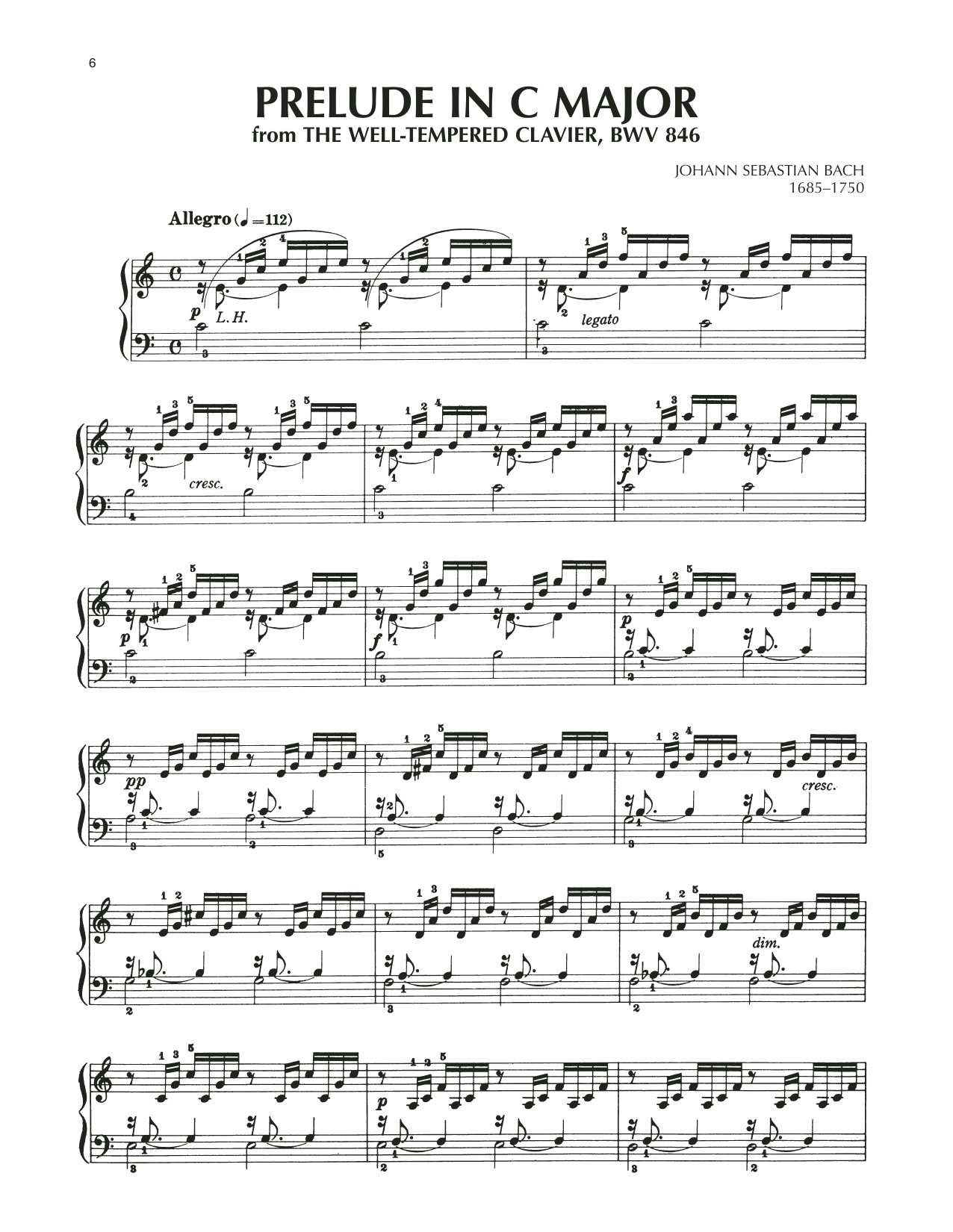 Johann Sebastian Bach Prelude No. 1 In C Major, BWV 846 sheet music notes and chords. Download Printable PDF.