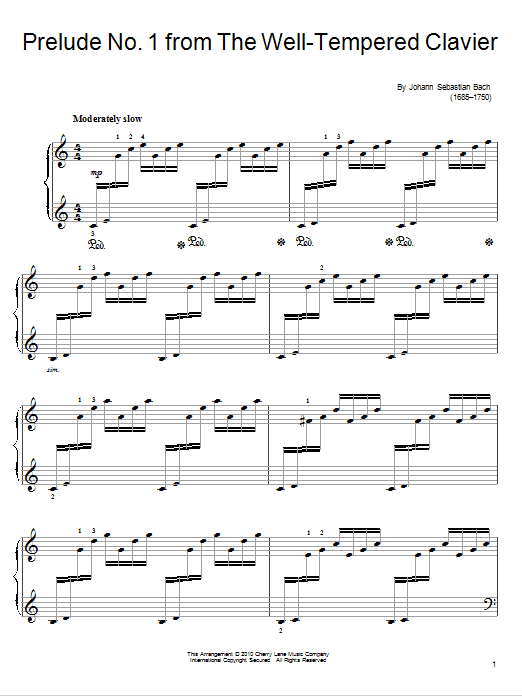 Johann Sebastian Bach Prelude and Fugue No. 1 in C Major (from The Well-Tempered Clavier Book I) sheet music notes and chords. Download Printable PDF.