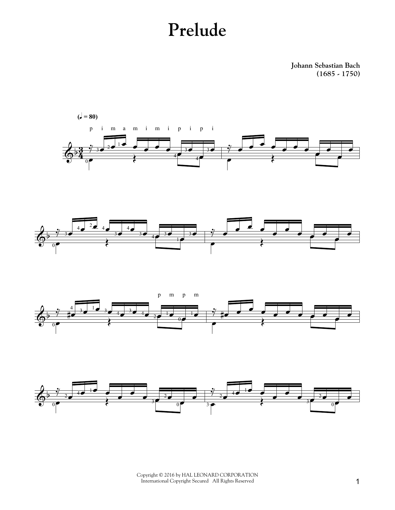 Johann Sebastian Bach Prelude BWV 999 sheet music notes and chords. Download Printable PDF.