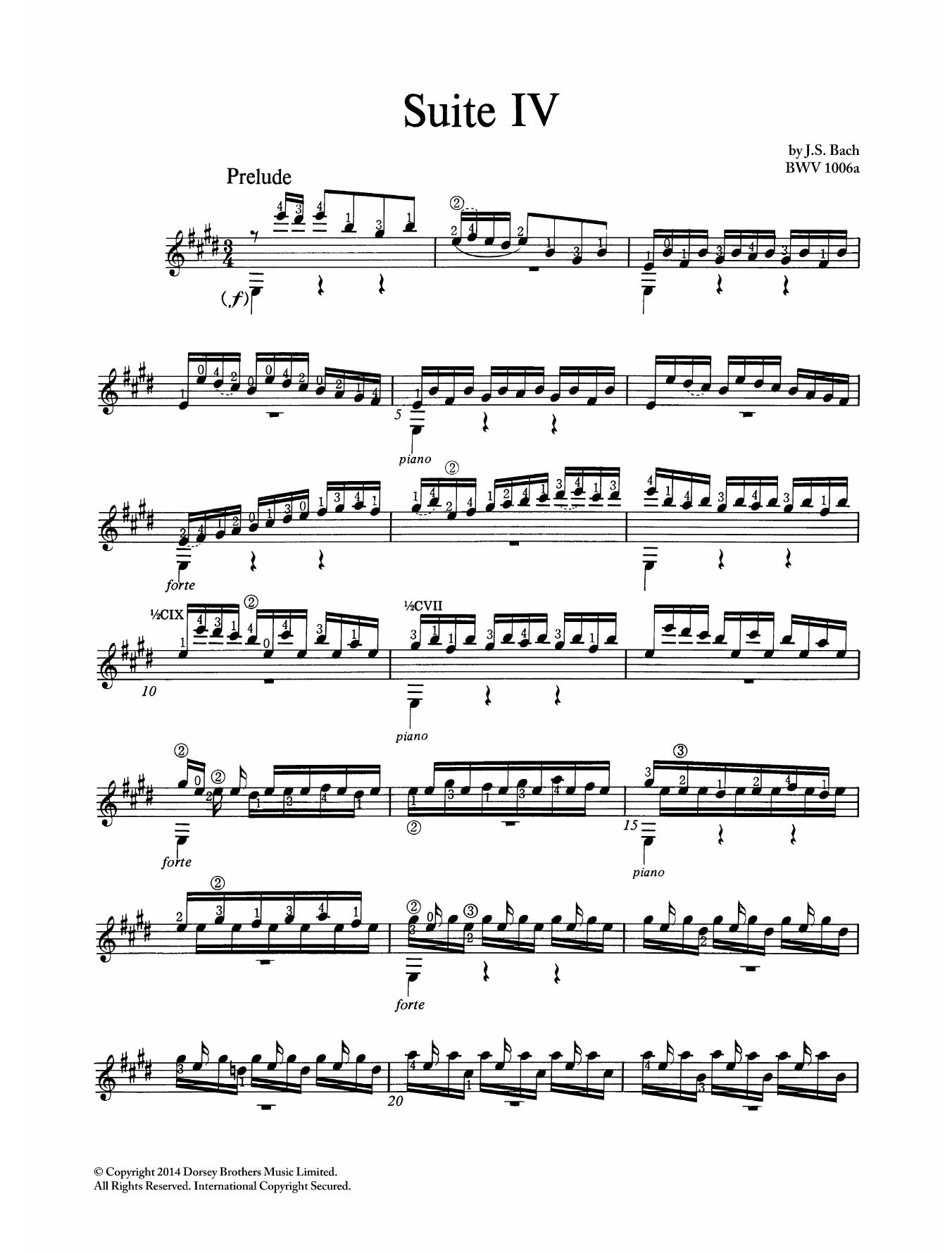 Johann Sebastian Bach Suite In E Major BWV 1006A sheet music notes and chords. Download Printable PDF.