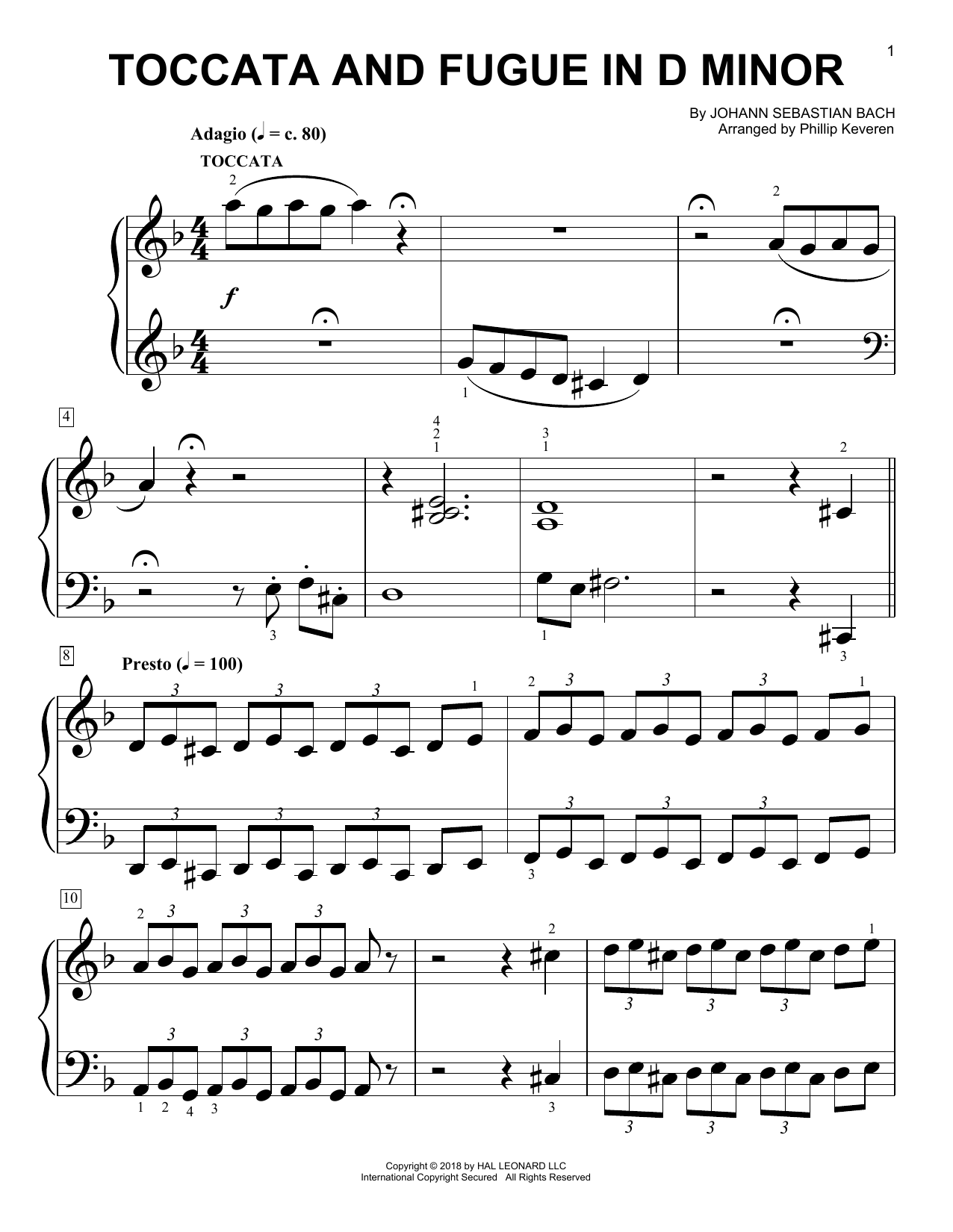 Phillip Keveren Toccata And Fugue In D Minor sheet music notes and chords. Download Printable PDF.