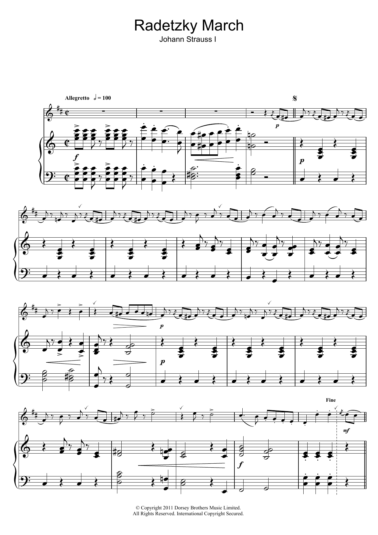 Johann Strauss I Radetzky March Op. 228 sheet music notes and chords. Download Printable PDF.