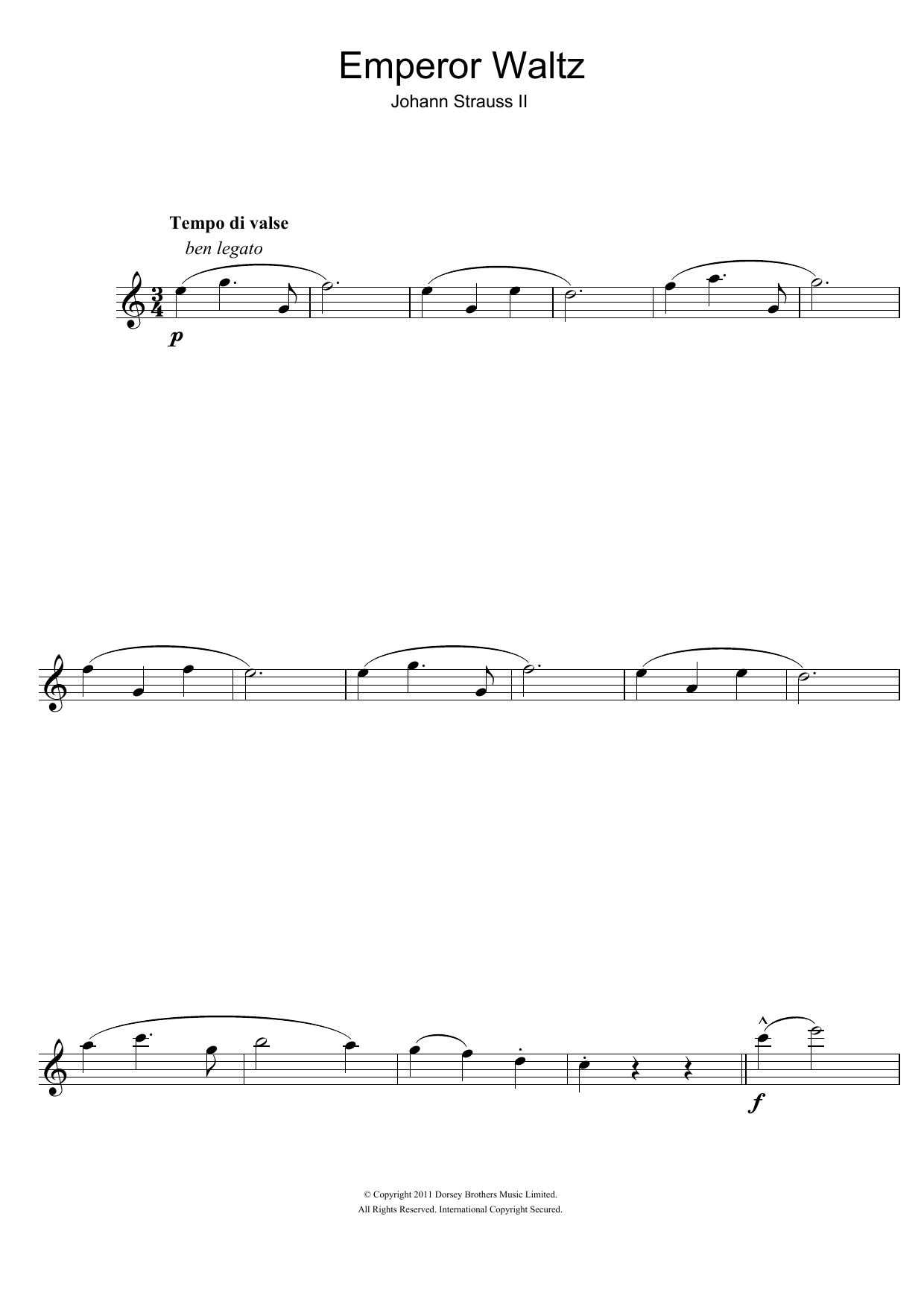 Johann Strauss II Emperor Waltz sheet music notes and chords. Download Printable PDF.