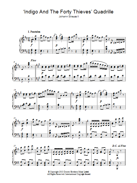 Learn to play Johann Strauss II Indigo & The Forty Thieves sheet music for Piano Solo in minutes. Price: 7.8900$ Johann Strauss II Indigo & The Forty Thieves sheet music notes and chords arranged for Piano Solo