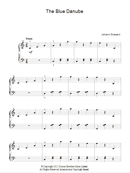 Johann Strauss II (On The Beautiful) The Blue Danube sheet music notes and chords arranged for Flute Solo