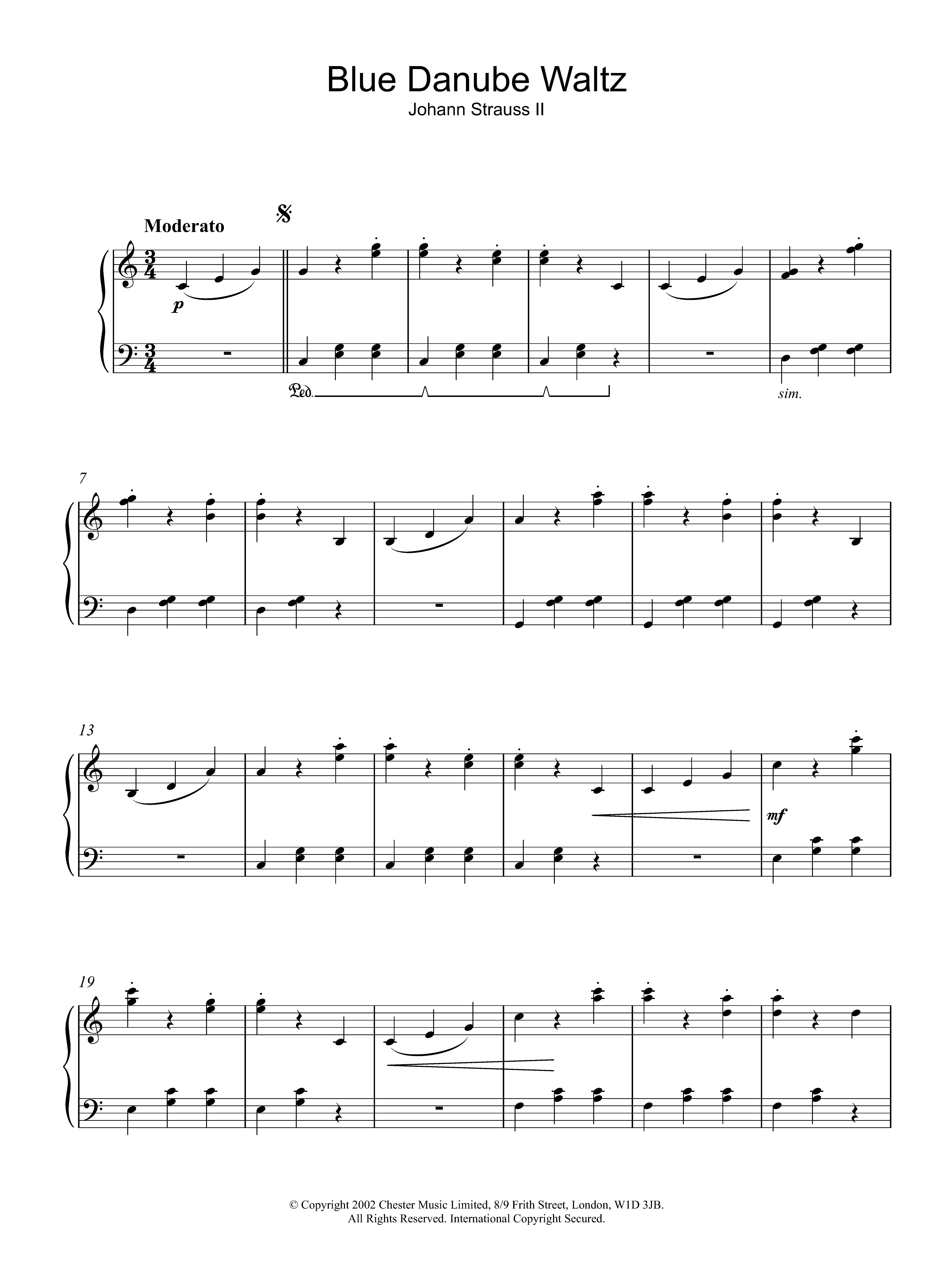 Johann Strauss II The Blue Danube Waltz sheet music notes and chords. Download Printable PDF.