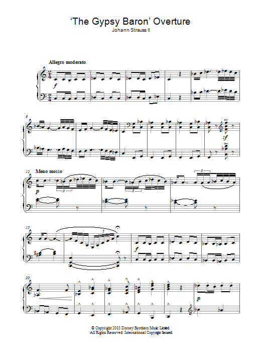 Learn to play Johann Strauss II The Gypsy Baron sheet music for Piano Solo in minutes. Price: 7.8900$ Johann Strauss II The Gypsy Baron sheet music notes and chords arranged for Piano Solo
