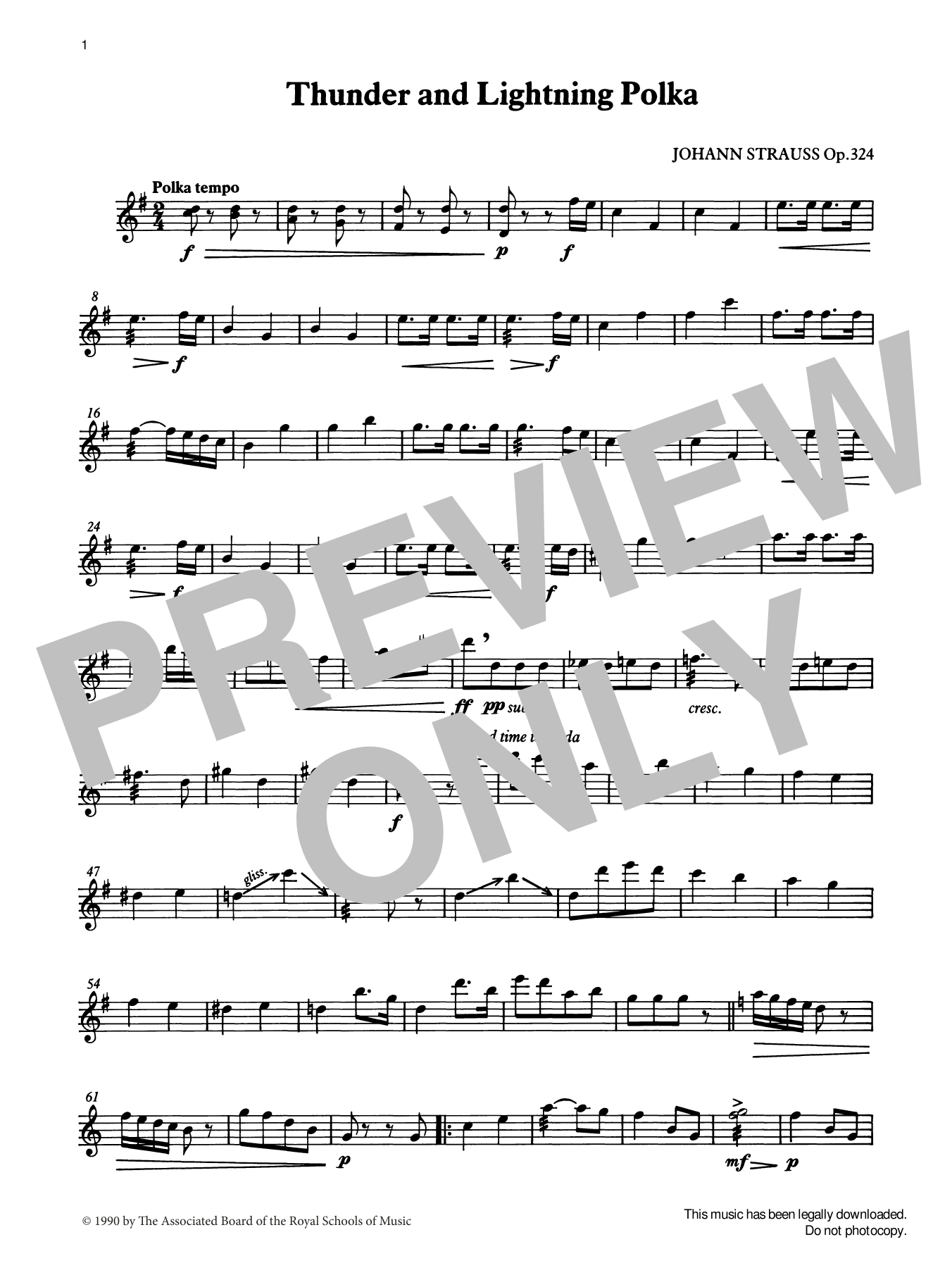 Johann Strauss II Thunder and Lightning Polka from Graded Music for Tuned Percussion, Book IV sheet music notes and chords. Download Printable PDF.