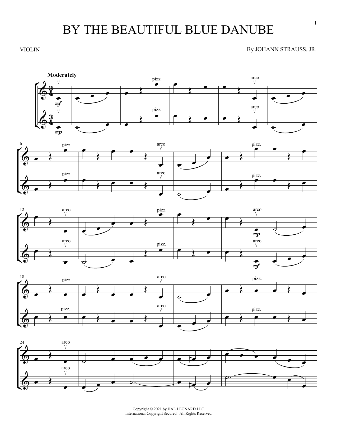 Johann Strauss, Jr. By The Beautiful Blue Danube sheet music notes and chords. Download Printable PDF.