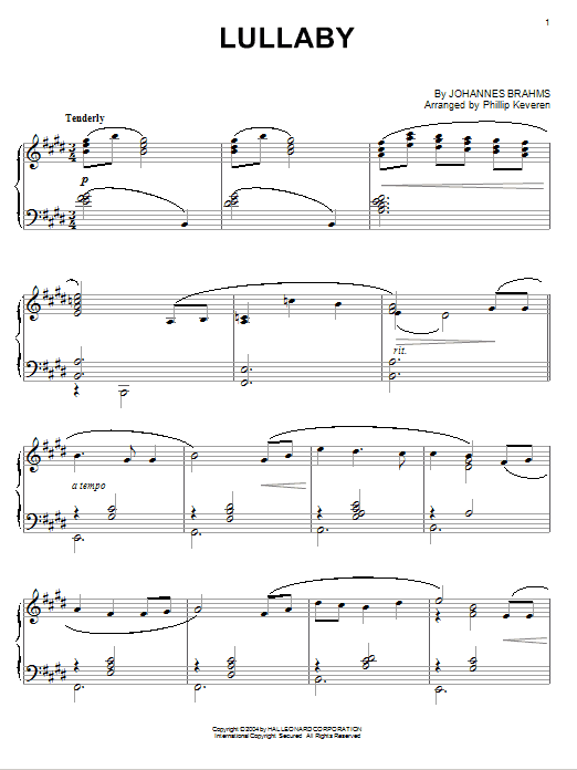 Johannes Brahms Lullaby [Jazz version] (arr. Phillip Keveren) sheet music notes and chords. Download Printable PDF.