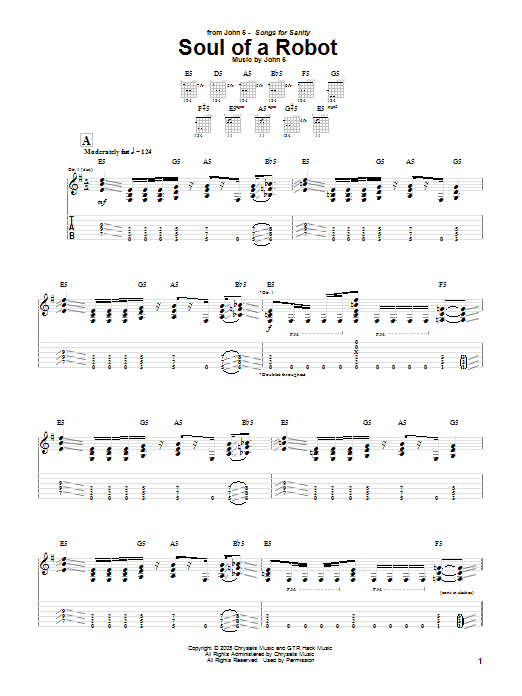Learn to play John 5 Soul Of A Robot sheet music for Guitar Tab in minutes. Price: 7.8900$ John 5 Soul Of A Robot sheet music notes and chords arranged for Guitar Tab