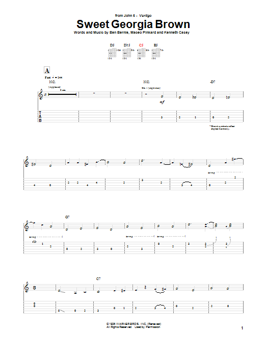 Learn to play John 5 Sweet Georgia Brown sheet music for Guitar Tab in minutes. Price: 7.8900$ John 5 Sweet Georgia Brown sheet music notes and chords arranged for Guitar Tab