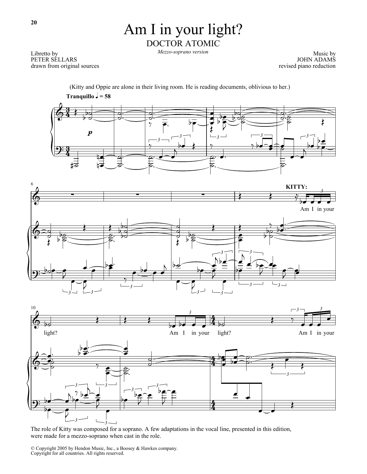 Learn to play John Adams Am I In Your Light? sheet music for Piano & Vocal in minutes. Price: 7.8900$ John Adams Am I In Your Light? sheet music notes and chords arranged for Piano & Vocal
