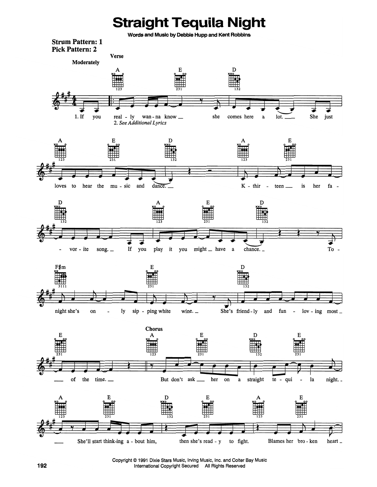 John Anderson Straight Tequila Night sheet music notes and chords. Download Printable PDF.