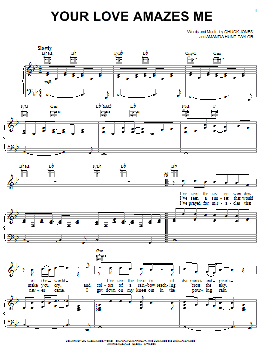 Learn to play John Berry Your Love Amazes Me sheet music for Piano, Vocal & Guitar Chords (Right-Hand Melody) in minutes. Price: 7.8900$ John Berry Your Love Amazes Me sheet music notes and chords arranged for Piano, Vocal & Guitar Chords (Right-Hand Melody)