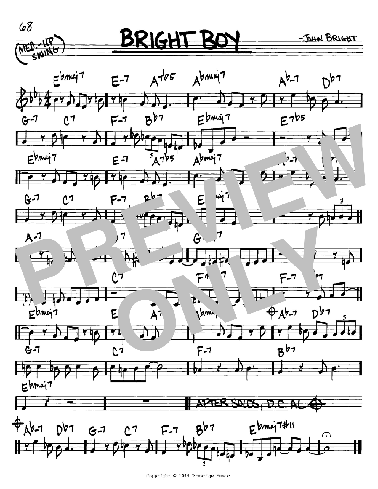 Learn to play John Bright Bright Boy sheet music for Real Book – Melody & Chords – C Instruments in minutes. Price: 5.9900$ John Bright Bright Boy sheet music notes and chords arranged for Real Book – Melody & Chords – C Instruments