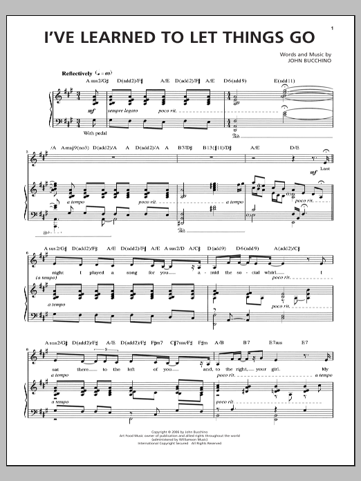 John Bucchino I've Learned To Let Things Go sheet music notes and chords. Download Printable PDF.