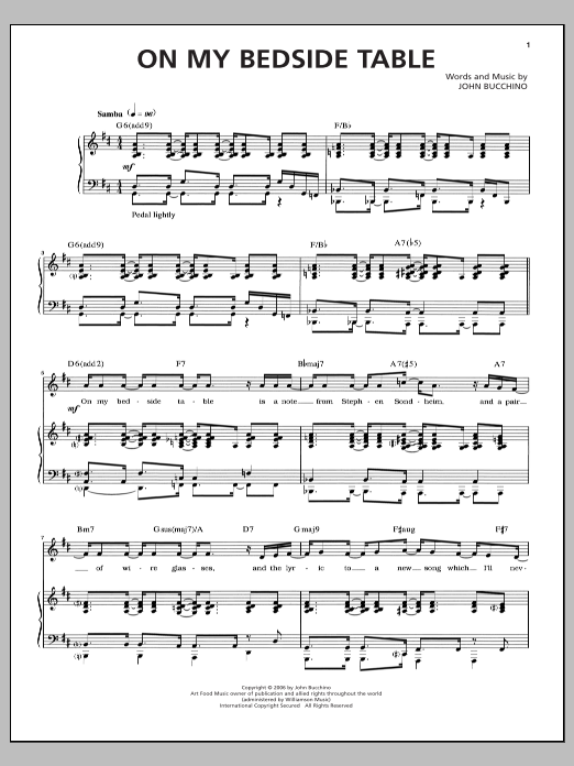 John Bucchino On My Bedside Table sheet music notes and chords. Download Printable PDF.