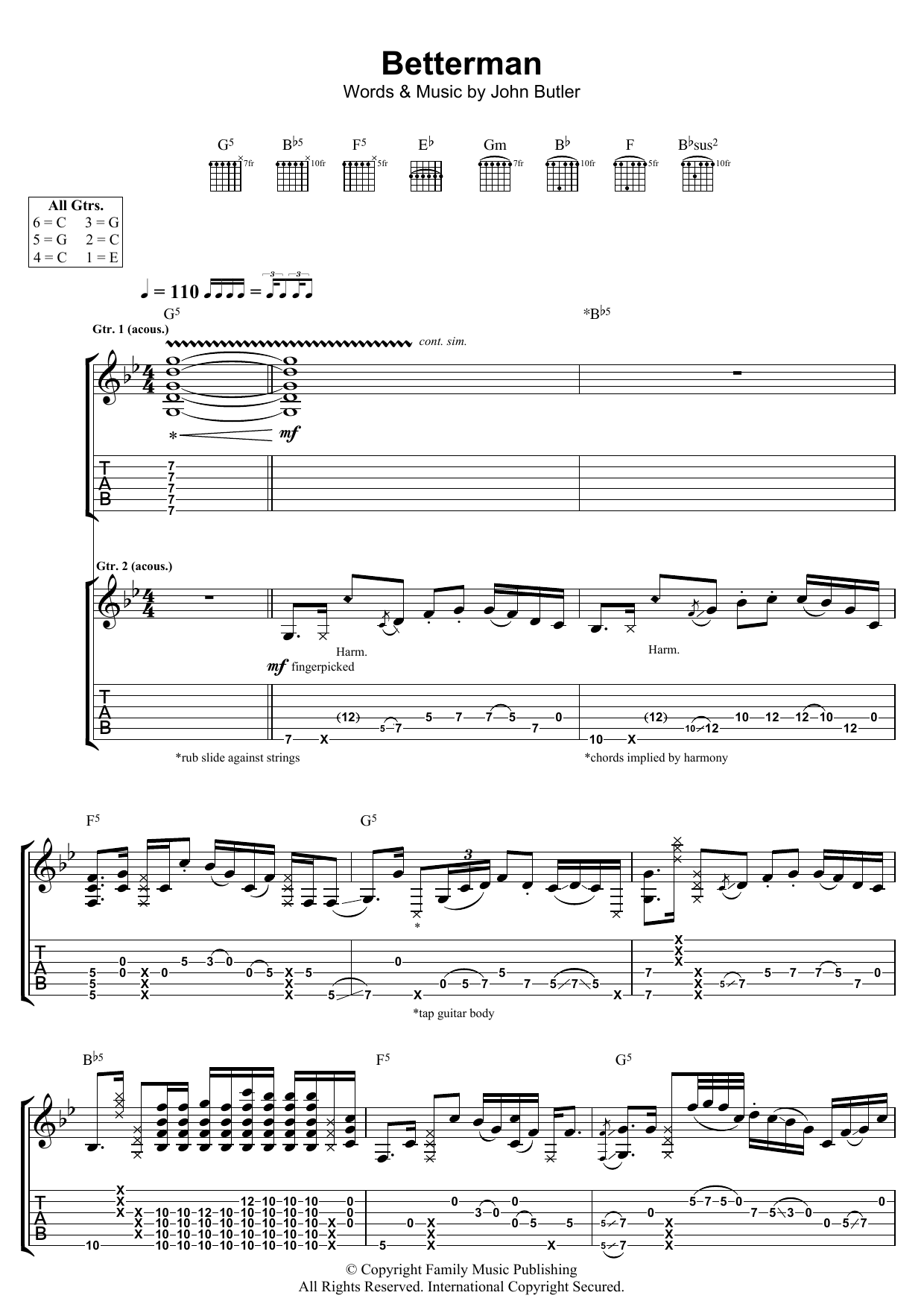 Learn to play John Butler Betterman sheet music for Guitar Tab in minutes. Price: 7.8900$ John Butler Betterman sheet music notes and chords arranged for Guitar Tab
