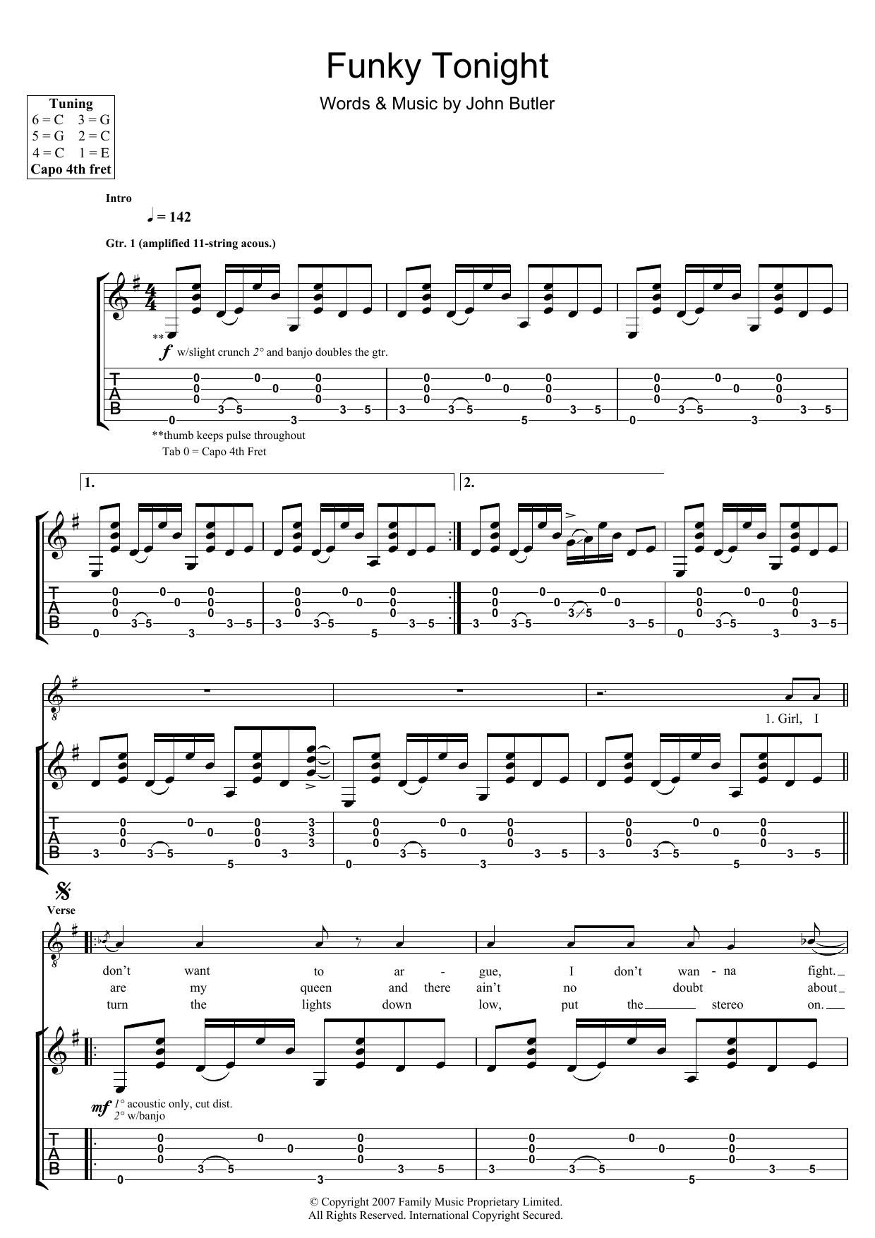 Learn to play John Butler Funky Tonight sheet music for Guitar Tab in minutes. Price: 7.8900$ John Butler Funky Tonight sheet music notes and chords arranged for Guitar Tab