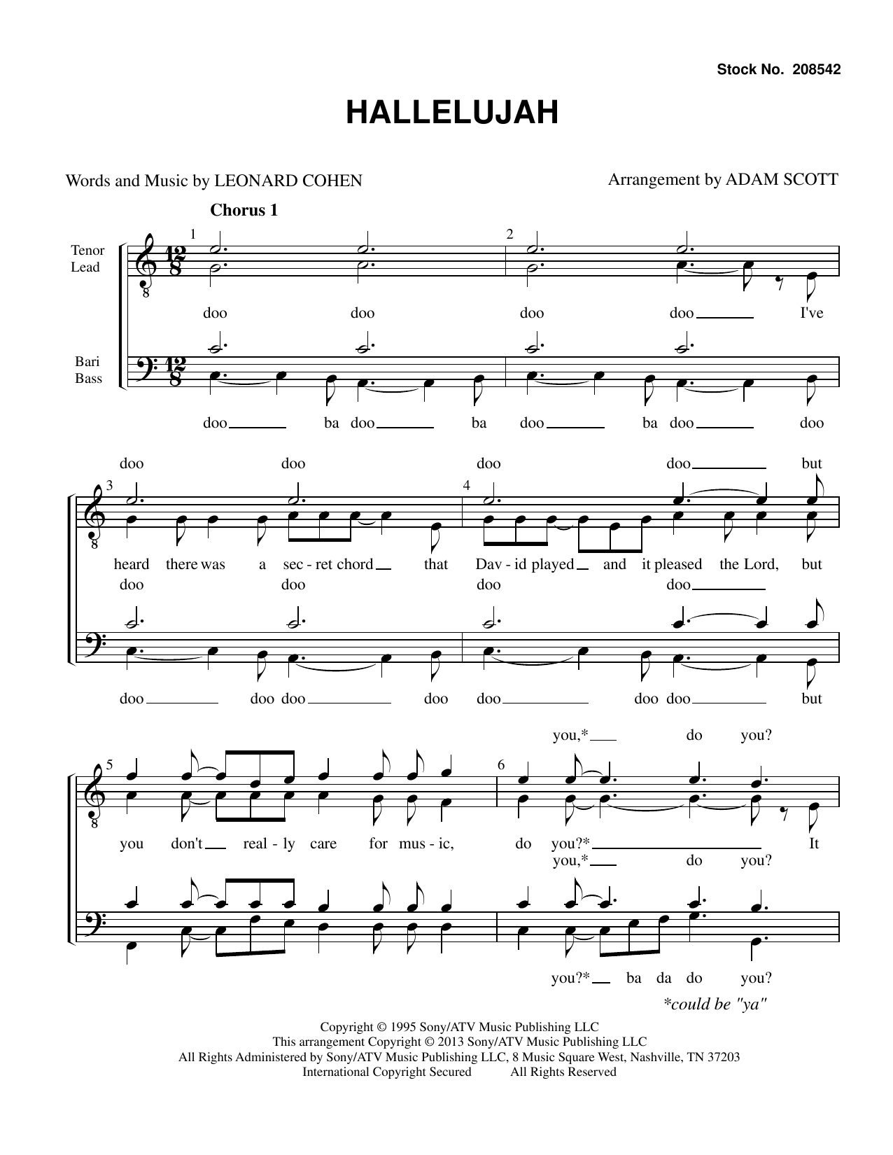 John Cale Hallelujah (arr. Adam Scott) sheet music notes and chords. Download Printable PDF.