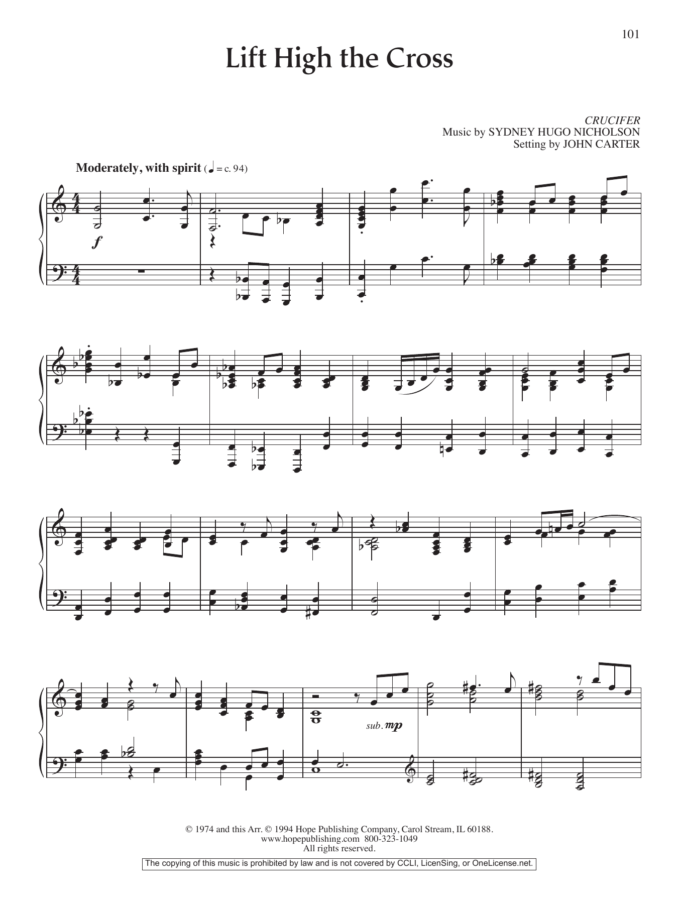 John Carter Lift High the Cross sheet music notes and chords. Download Printable PDF.