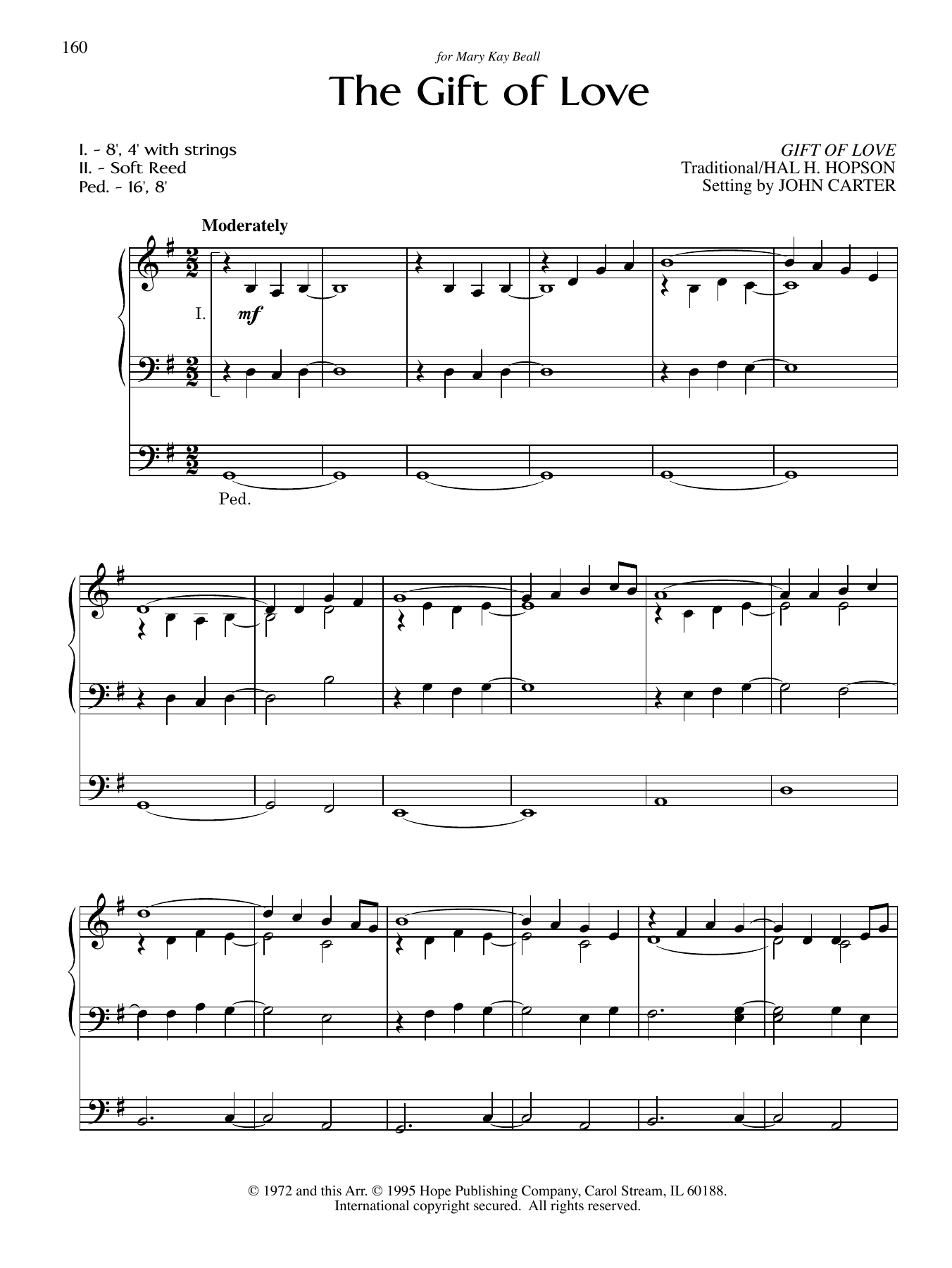 John Carter The Gift of Love sheet music notes and chords arranged for Organ