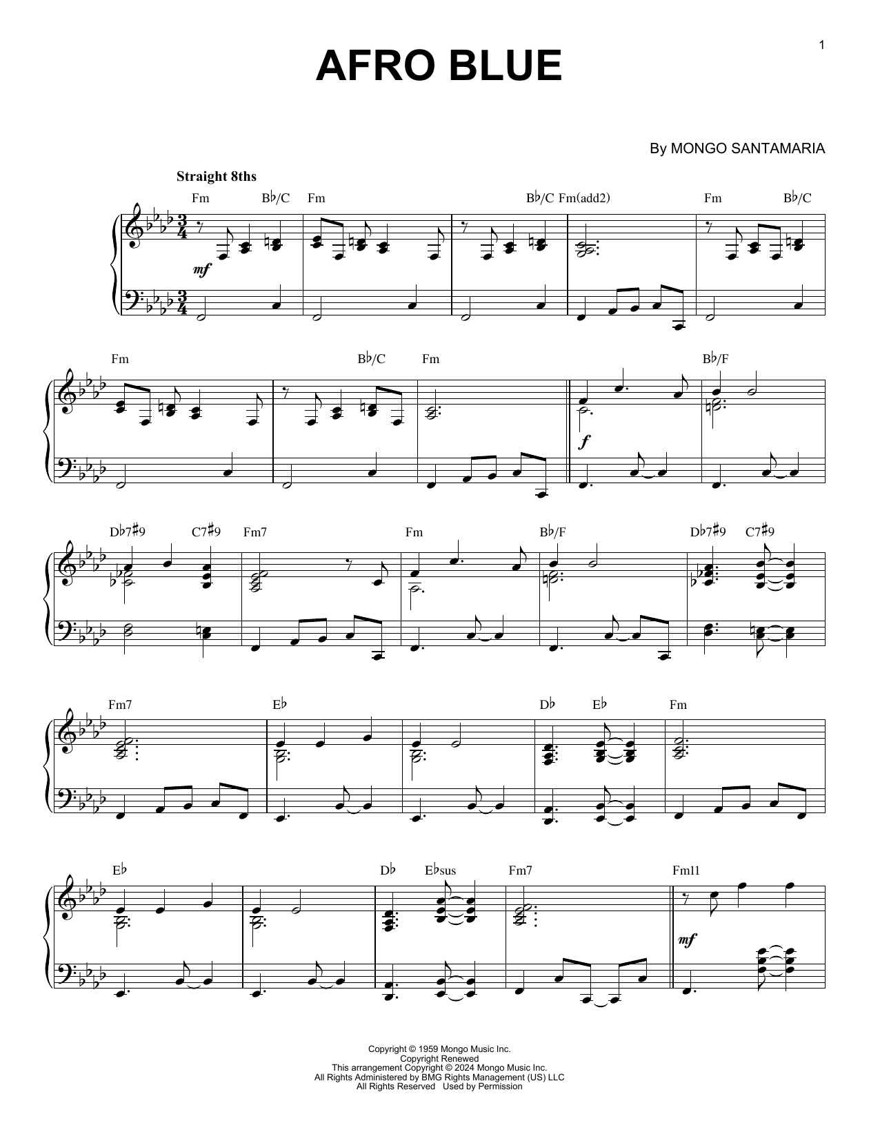 John Coltrane Afro Blue (arr. Brent Edstrom) sheet music notes and chords. Download Printable PDF.