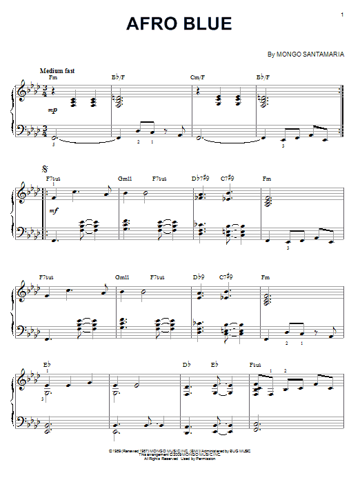 John Coltrane Afro Blue sheet music notes and chords. Download Printable PDF.