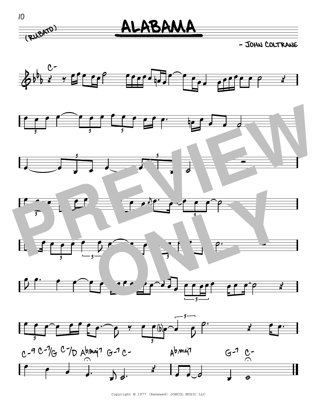 John Coltrane Alabama sheet music notes and chords. Download Printable PDF.