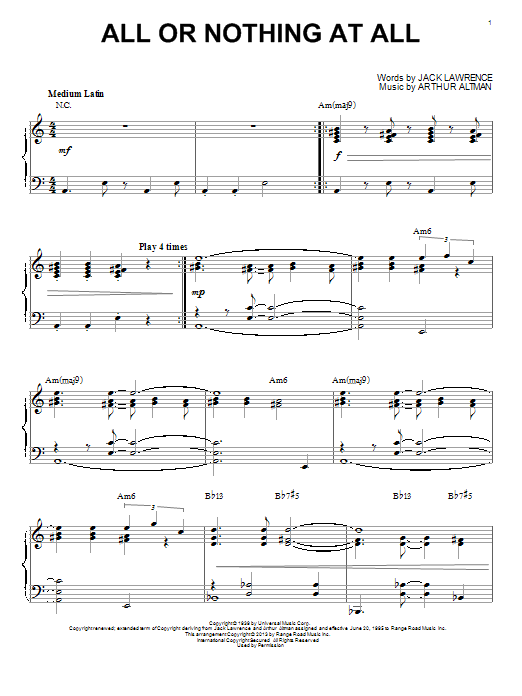 John Coltrane All Or Nothing At All [Jazz version] (arr. Brent Edstrom) sheet music notes and chords. Download Printable PDF.