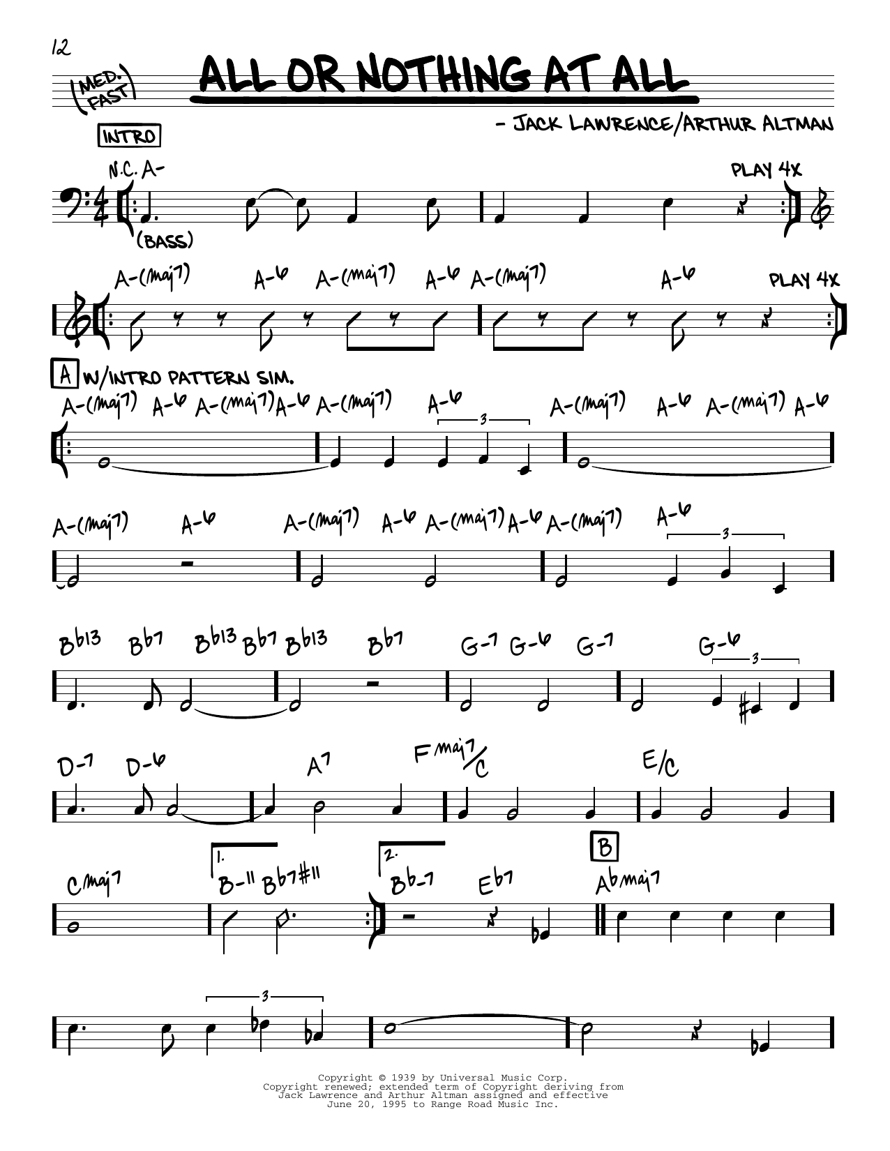 John Coltrane All Or Nothing At All sheet music notes and chords arranged for Real Book – Melody & Chords