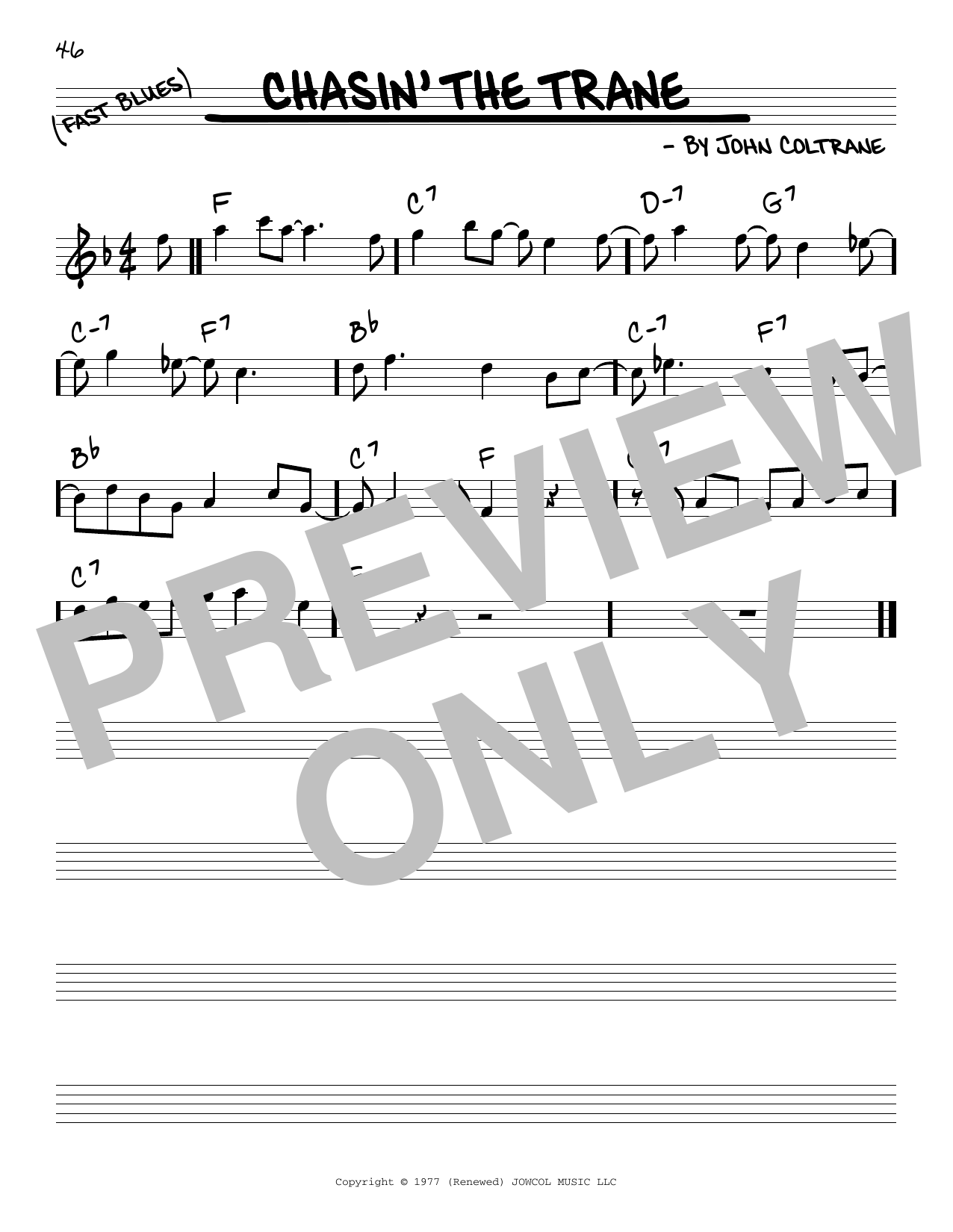 Learn to play John Coltrane Chasin' The Trane sheet music for Real Book – Melody & Chords – C Instruments in minutes. Price: 5.9900$ John Coltrane Chasin' The Trane sheet music notes and chords arranged for Real Book – Melody & Chords – C Instruments