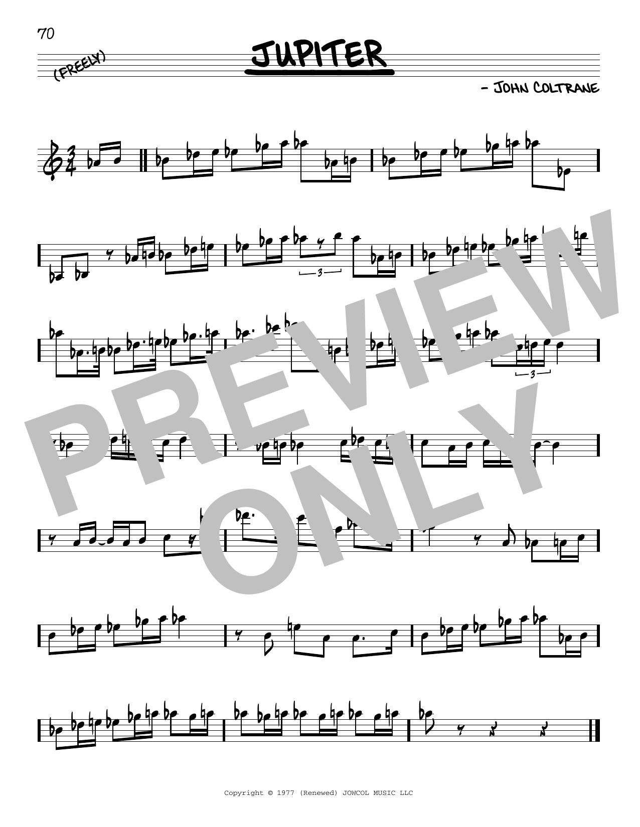 John Coltrane Jupiter sheet music notes and chords arranged for Real Book – Melody & Chords