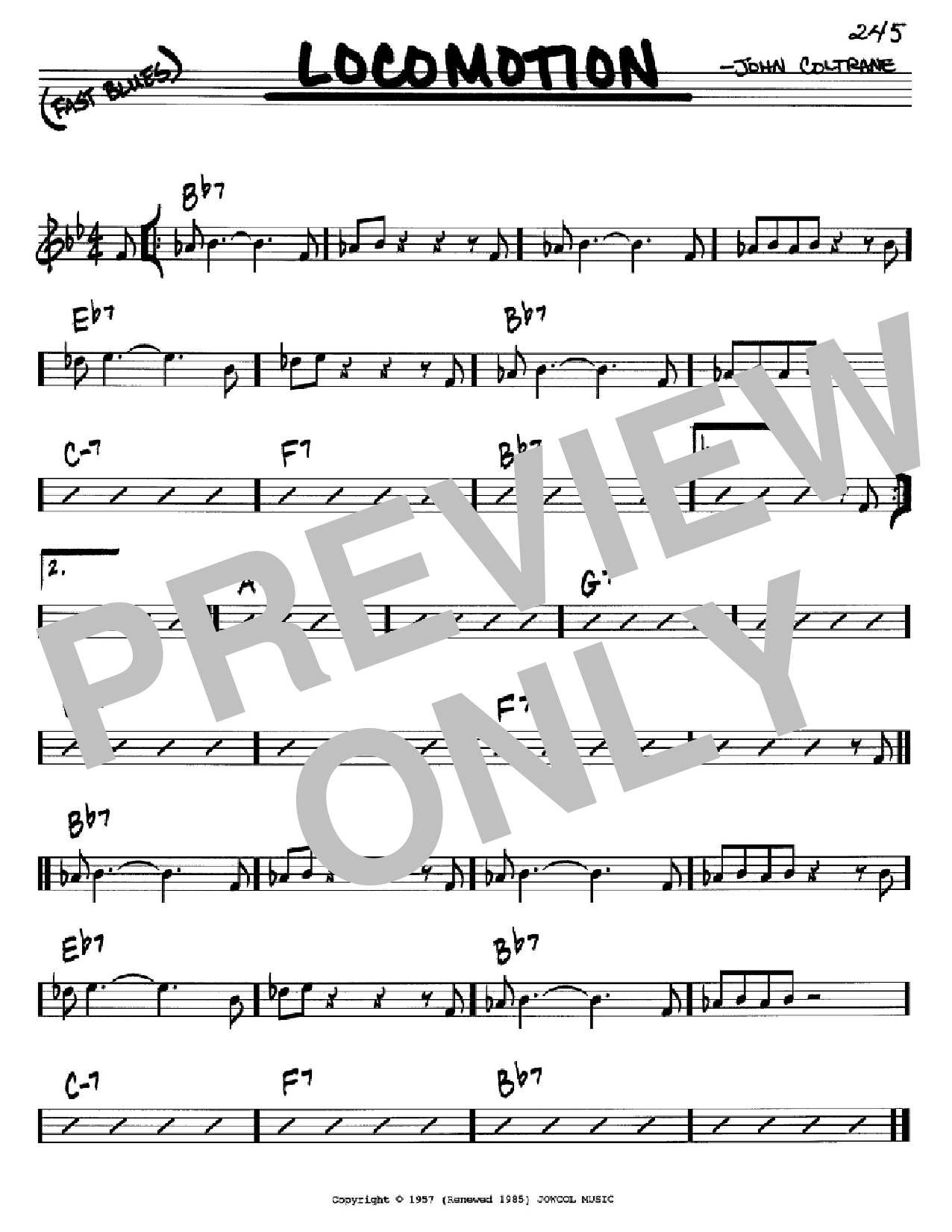 John Coltrane Locomotion sheet music notes and chords arranged for Real Book – Melody & Chords – C Instruments