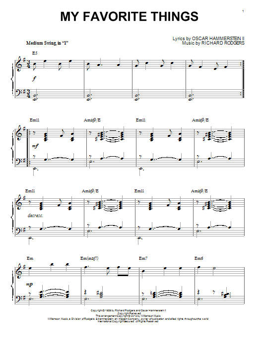 John Coltrane My Favorite Things [Jazz version] (from The Sound Of Music) (arr. Brent Edstrom) sheet music notes and chords. Download Printable PDF.