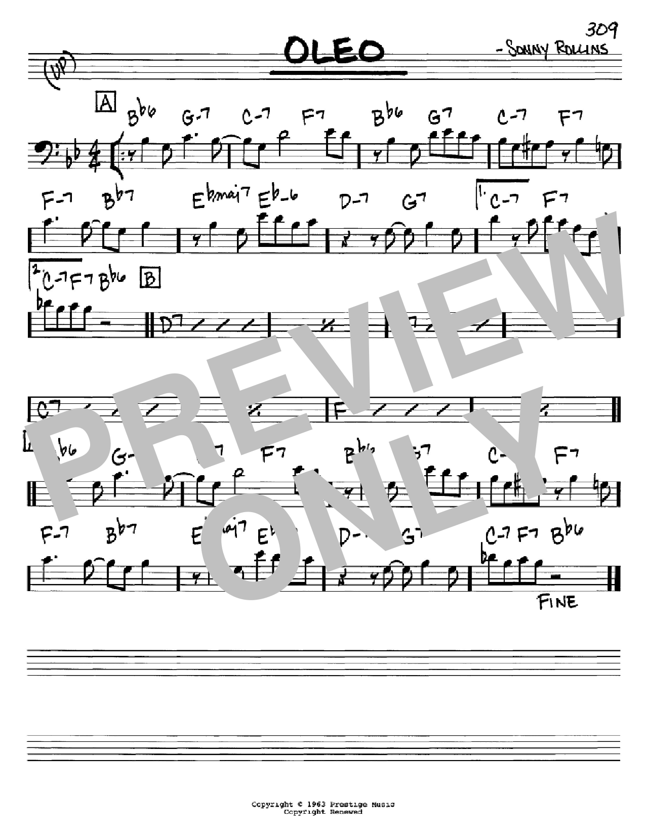 John Coltrane Oleo sheet music notes and chords. Download Printable PDF.