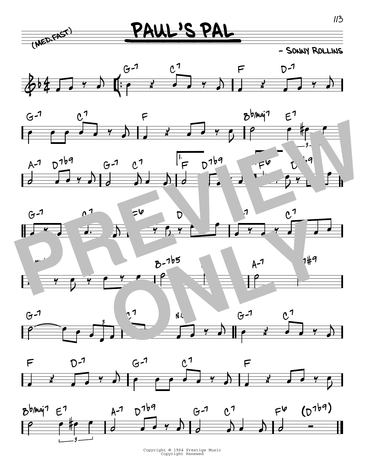 John Coltrane Paul's Pal sheet music notes and chords arranged for Real Book – Melody & Chords