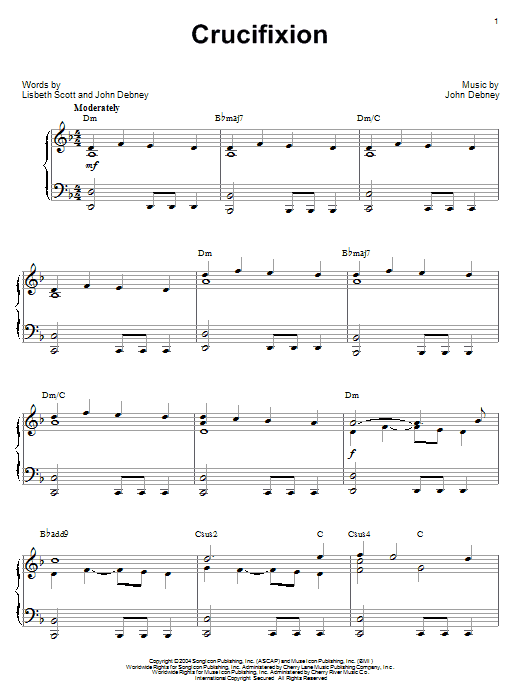 Learn to play John Debney Crucifixion sheet music for Piano Solo in minutes. Price: 7.8900$ John Debney Crucifixion sheet music notes and chords arranged for Piano Solo