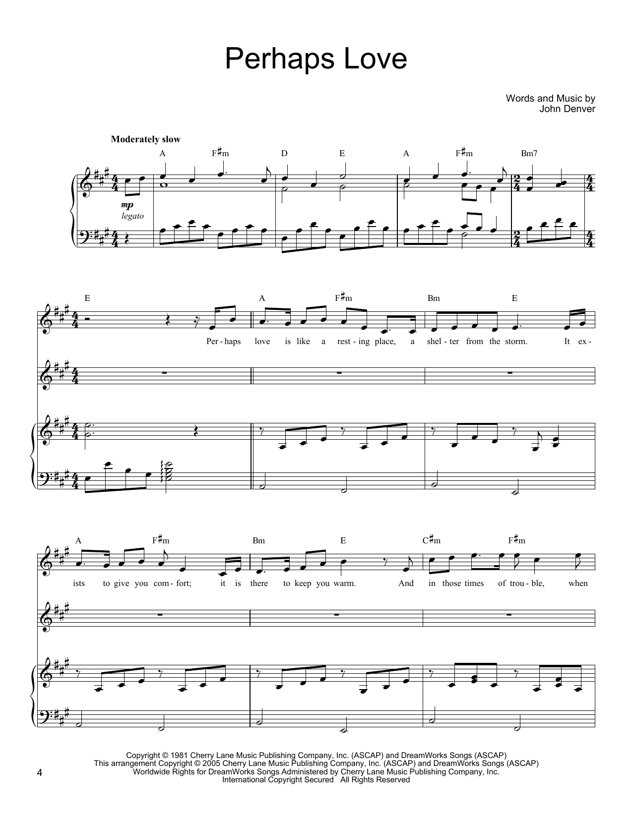 John Denver and Placido Domingo Perhaps Love sheet music notes and chords. Download Printable PDF.