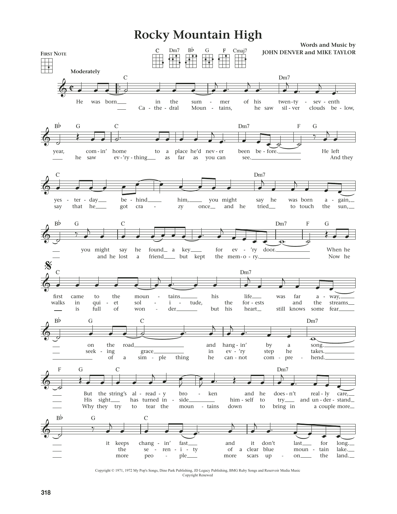 John Denver Rocky Mountain High (from The Daily Ukulele) (arr. Jim Beloff) sheet music notes and chords. Download Printable PDF.